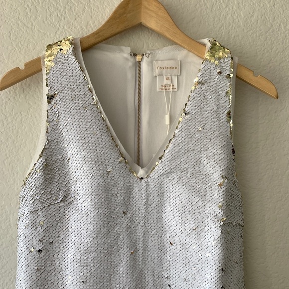 Foxiedox White Gold Flip Sequin Mini Dress XS - Picture 5 of 16